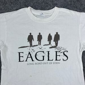 Eagles Band T-Shirt Mens M White 2007 Tour Vintage Style Graphic Rock Tee